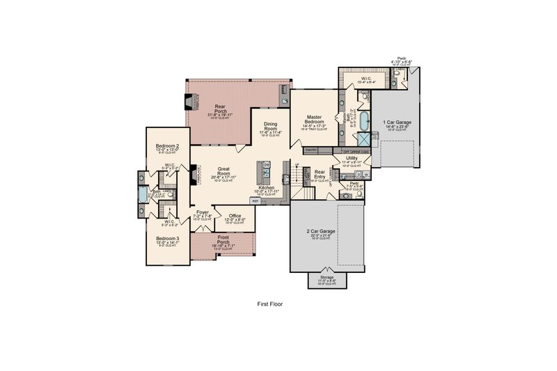 Dream House Plan - Floor Plan - Main Floor for Farmhouse House Plan #1081-16 - 3 bed, 3 bath