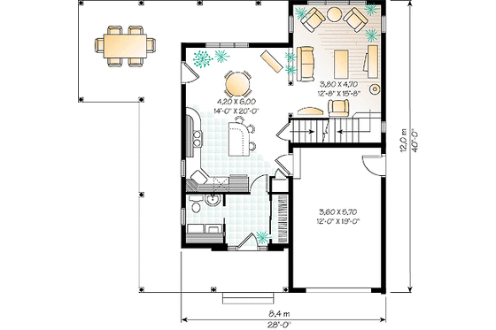 Floor Plan - Main Floor for Country House Plan #23-2164 - 2 bed, 1.5 bath