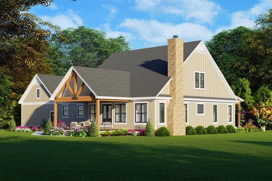 Exterior - Rear Elevation 1 for Farmhouse House Plan #932-709 - 4 bed, 3 bath