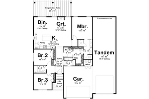 Floor Plan - Main Floor for Adobe / Southwestern House Plan #455-603 - 3 bed, 2 bath