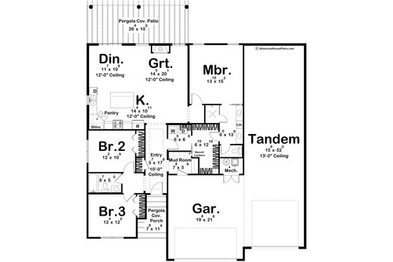 Floor Plan - Main Floor for Adobe / Southwestern House Plan #455-603 - 3 bed, 2 bath