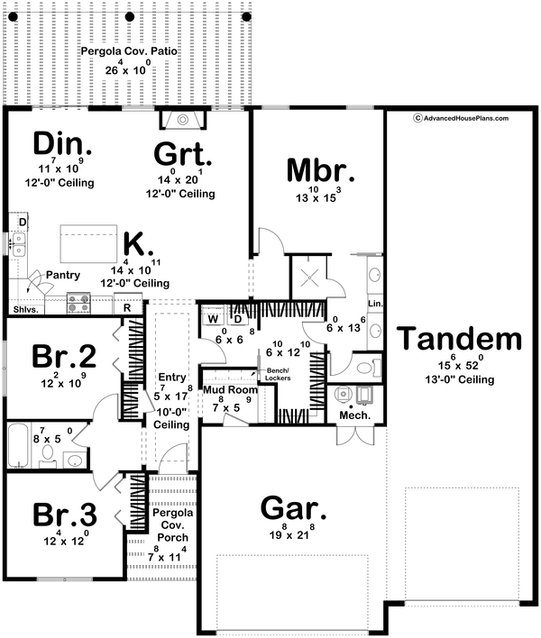 House Blueprint - Adobe / Southwestern Floor Plan - Main Floor Plan #455-603