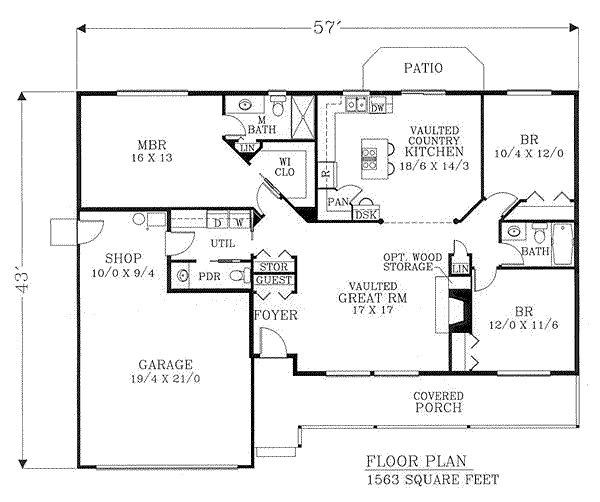 Ranch Floor Plan - Main Floor Plan #53-141