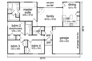 Floor Plan - Main Floor for Traditional House Plan #84-454 - 4 bed, 2 bath