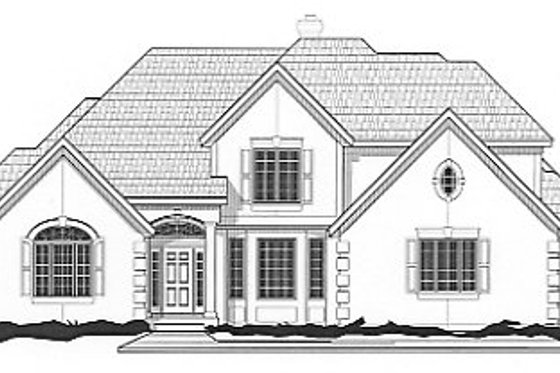Exterior - Front Elevation for European House Plan #67-436 - 4 bed, 3 bath