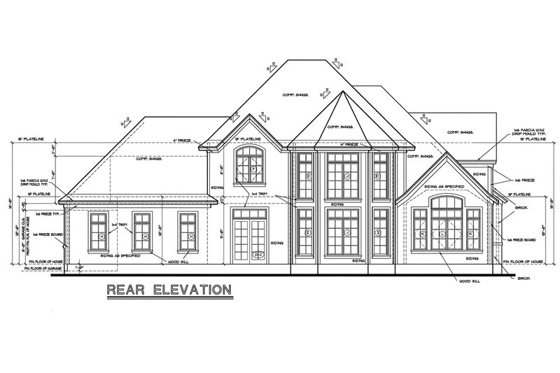 Dream House Plan - Exterior - Rear Elevation 1 for European House Plan #20-783 - 3 bed, 2.5 bath