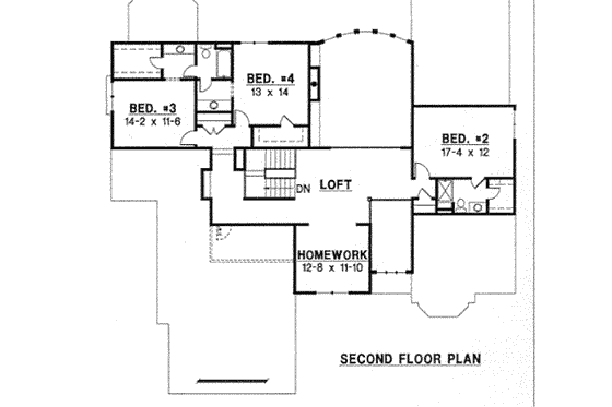 Floor Plan - Upper Floor for Traditional House Plan #67-753 - 4 bed, 3.5 bath