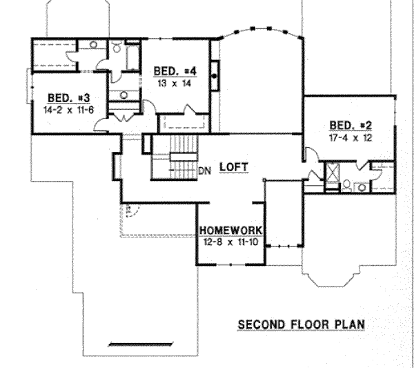 Traditional Floor Plan - Upper Floor Plan #67-753