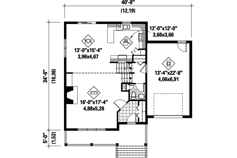 Country Style House Plan - 3 Beds 1 Baths 1732 Sq/Ft Plan #25-4604 ...