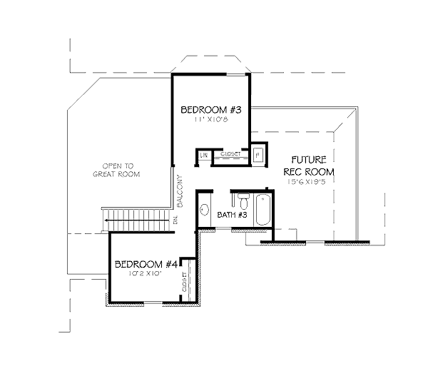 Traditional Floor Plan - Upper Floor Plan #424-63