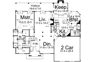 Floor Plan - Main Floor for Colonial House Plan #119-132 - 4 bed, 2.5 bath
