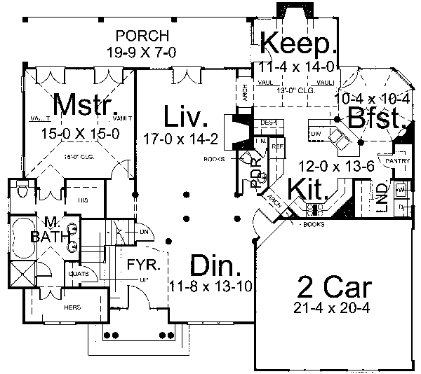 Home Plan - Colonial Floor Plan - Main Floor Plan #119-132