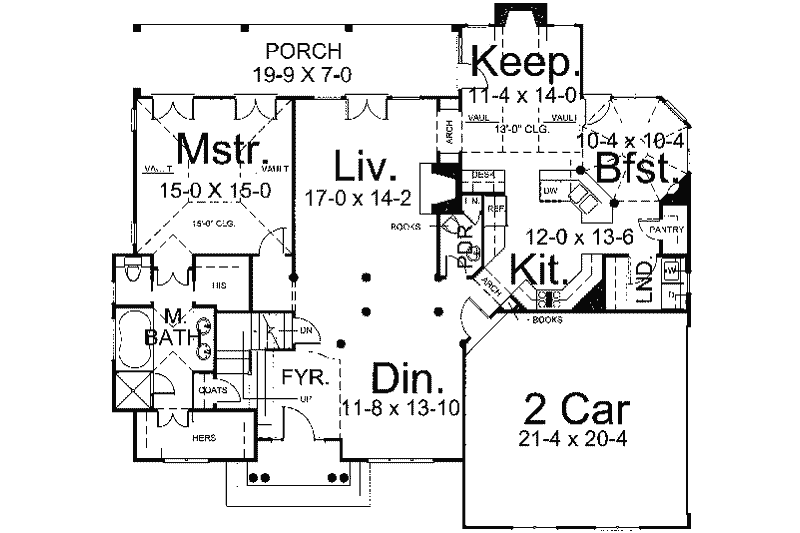 House Plan Design - Floor Plan - Main Floor for Colonial House Plan #119-132 - 4 bed, 2.5 bath