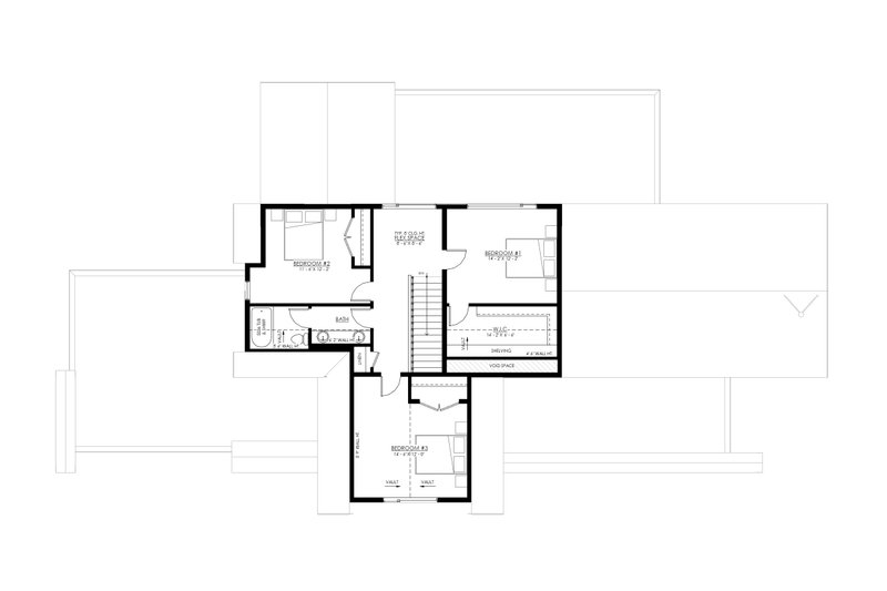 Home Plan - Floor Plan - Upper Floor for Contemporary House Plan #1114-90 - 4 bed, 2.5 bath