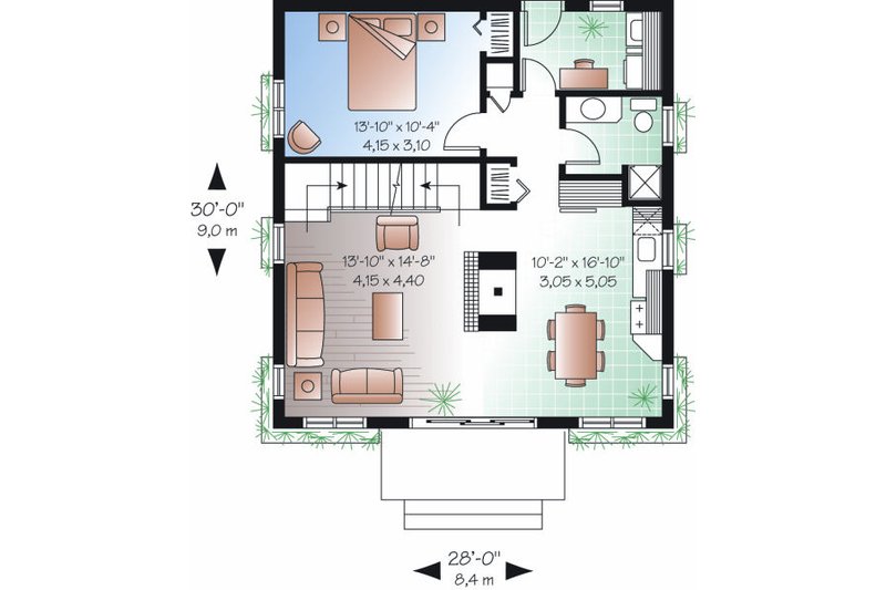Dream House Plan - Floor Plan - Main Floor for European House Plan #23-868 - 3 bed, 2 bath
