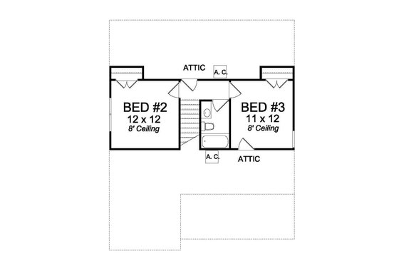 Floor Plan - Upper Floor for Cottage House Plan #513-2076 - 3 bed, 2.5 bath