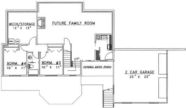 Architectural House Design - Traditional Floor Plan - Lower Floor Plan #117-391