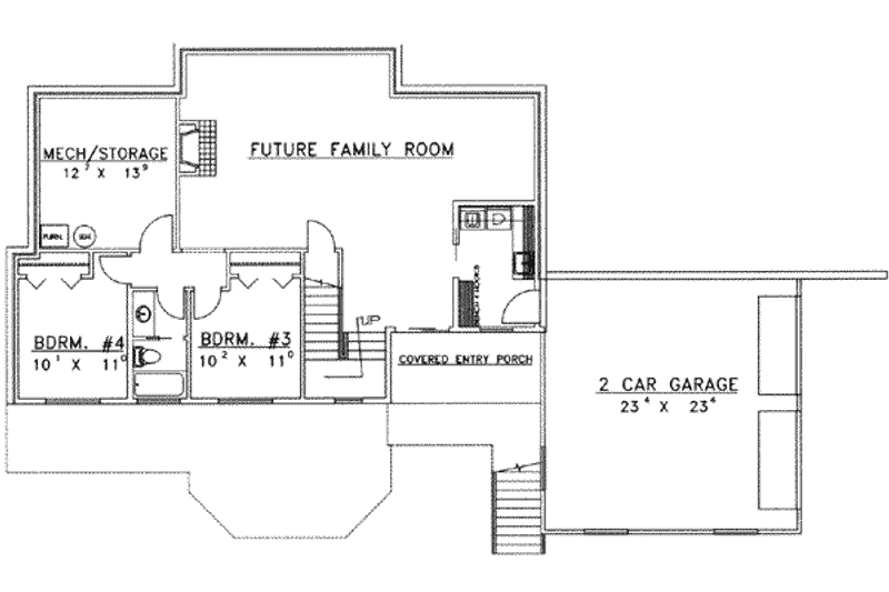 Dream House Plan - Floor Plan - Lower Floor for Traditional House Plan #117-391 - 4 bed, 2.5 bath