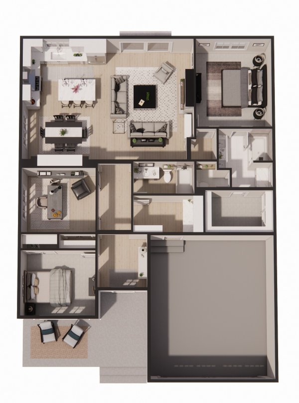 Dream House Plan - Floor Plan - Main Floor 1 for Farmhouse House Plan #51-1529 - 3 bed, 2 bath