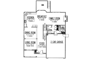 Floor Plan - Main Floor for Traditional House Plan #9-107 - 4 bed, 2.5 bath