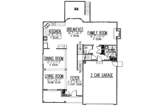 Floor Plan - Main Floor for Traditional House Plan #9-107 - 4 bed, 2.5 bath