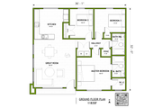 Modern Style House Plan - 3 Beds 2 Baths 1182 Sq/Ft Plan #1106-8 