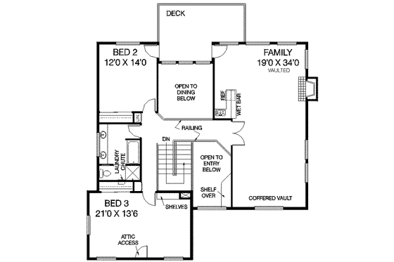 Floor Plan - Upper Floor for Traditional House Plan #60-425 - 3 bed, 2.5 bath