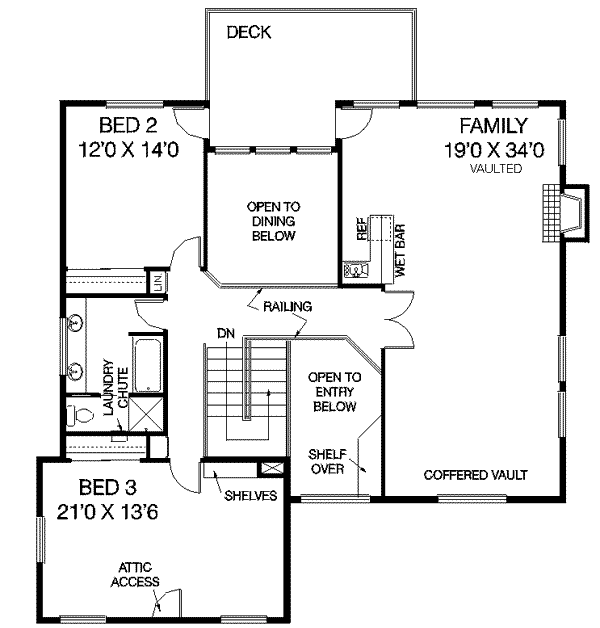 Home Plan - Traditional Floor Plan - Upper Floor Plan #60-425