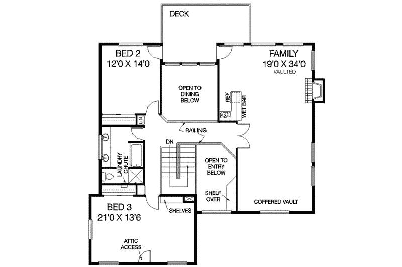 Home Plan - Floor Plan - Upper Floor for Traditional House Plan #60-425 - 3 bed, 2.5 bath