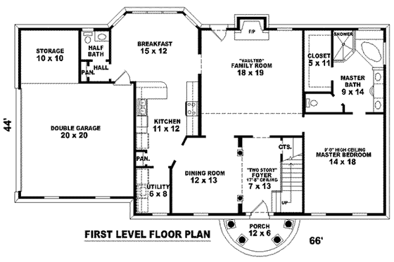 Floor Plan - Main Floor for Colonial House Plan #81-819 - 4 bed, 3.5 bath