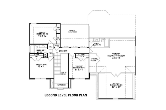 Floor Plan - Upper Floor for European House Plan #81-13811 - 4 bed, 2.5 bath