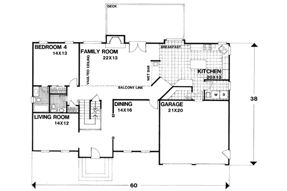 Floor Plan - Main Floor for European House Plan #56-206 - 4 bed, 3.5 bath