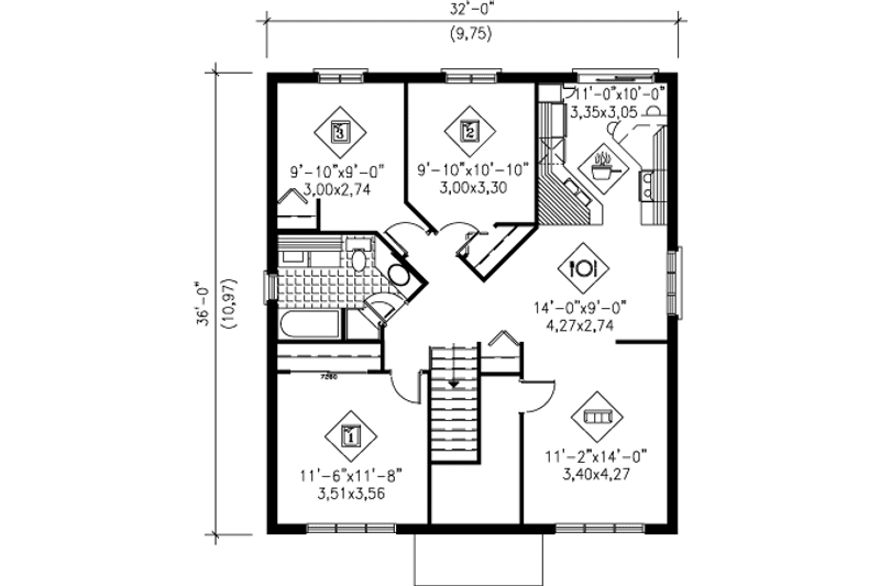 Dream House Plan - Floor Plan - Upper Floor for Contemporary House Plan #25-4260 - 3 bed, 1 bath