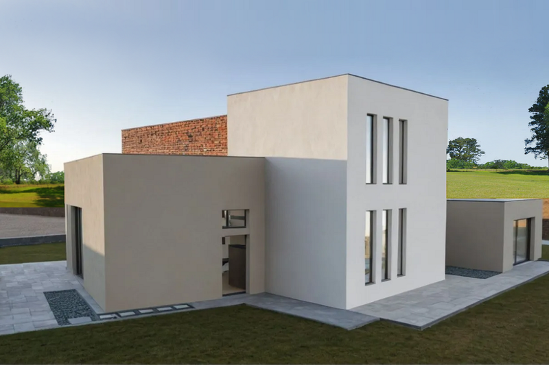 House Blueprint - Exterior - Rear Elevation 1 for Modern House Plan #542-3 - 3 bed, 4 bath