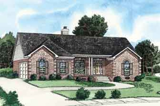 Exterior - Front Elevation for Southern House Plan #16-259 - 2 bed, 2 bath