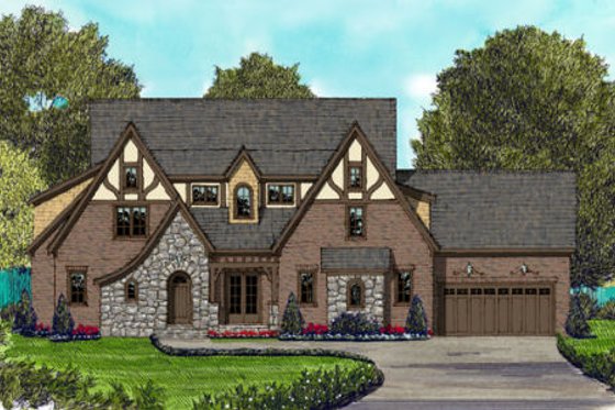 Exterior - Front Elevation for Tudor House Plan #413-862 - 5 bed, 5.5 bath