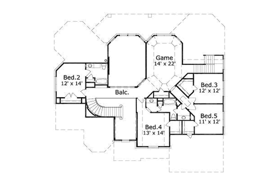 Floor Plan - Upper Floor for Traditional House Plan #411-181 - 5 bed, 3 bath