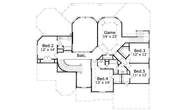 Traditional Floor Plan - Upper Floor Plan #411-181