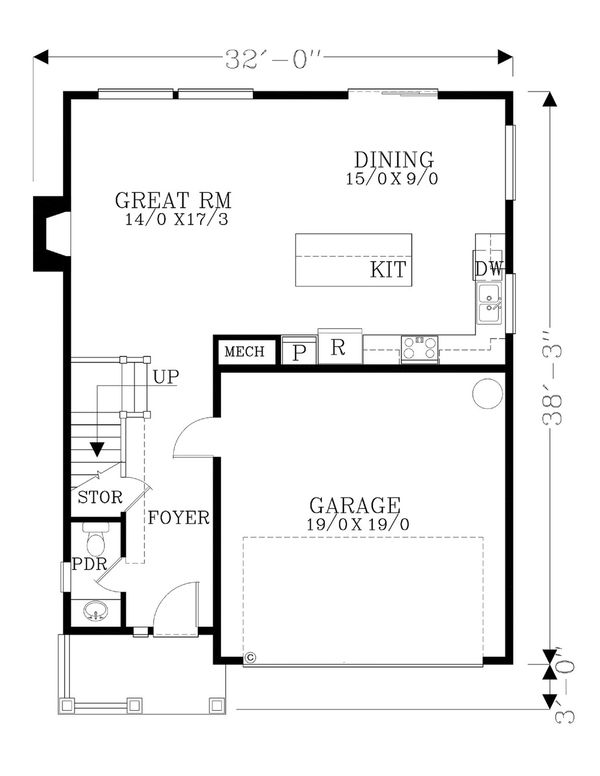 Craftsman Floor Plan - Main Floor Plan #53-459