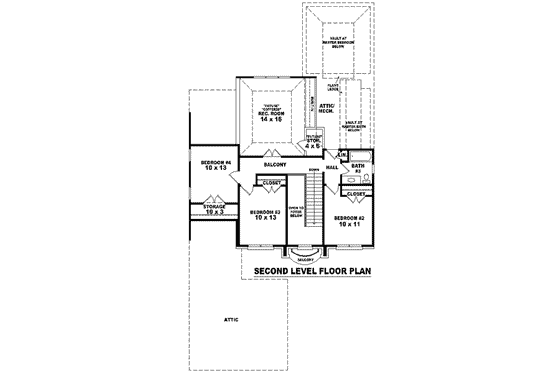 Floor Plan - Upper Floor for European House Plan #81-860 - 4 bed, 3 bath