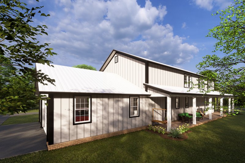 House Design - Exterior - Rear Elevation for Farmhouse House Plan #513-2218 - 4 bed, 3.5 bath