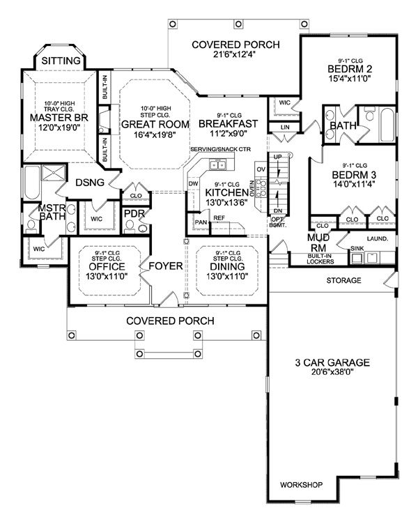 Craftsman Floor Plan - Main Floor Plan #456-29
