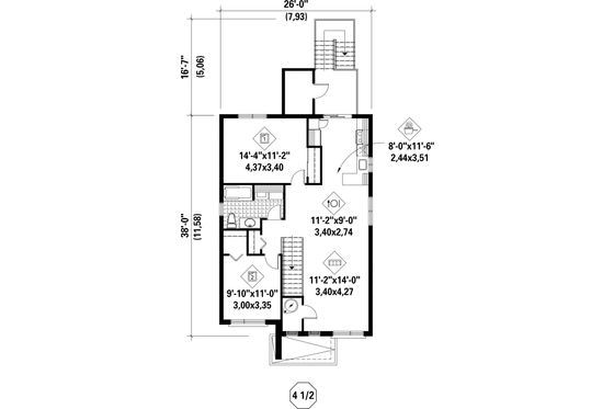 Floor Plan - Upper Floor for Contemporary House Plan #25-4553 - 6 bed, 3 bath