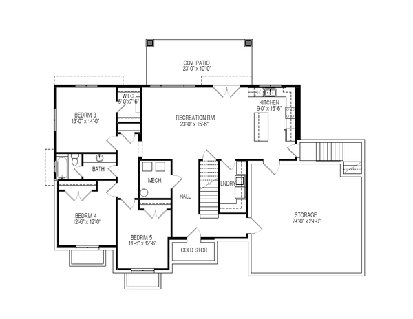 Craftsman Floor Plan - Lower Floor Plan #920-108