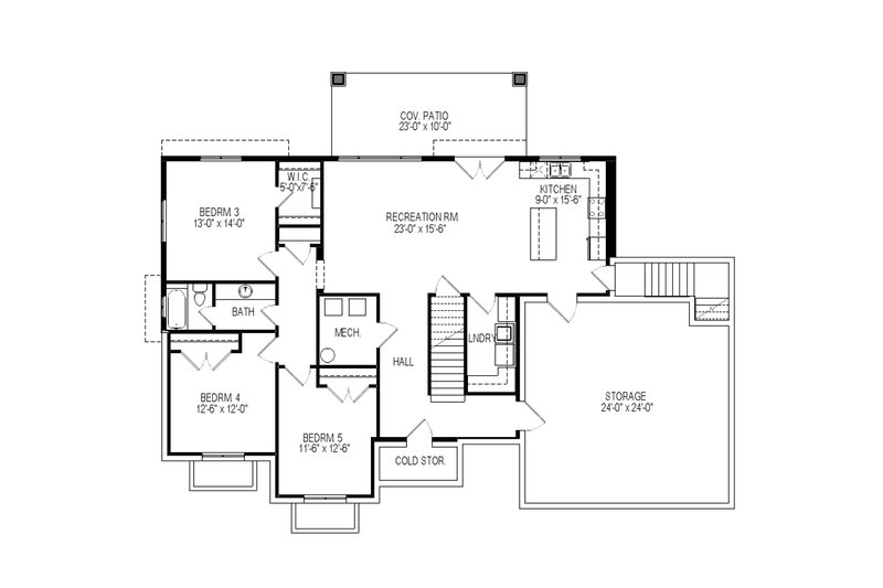 Dream House Plan - Floor Plan - Lower Floor for Craftsman House Plan #920-108 - 2 bed, 2 bath