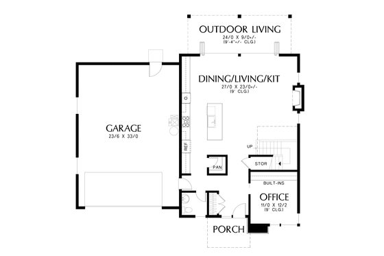 Floor Plan - Main Floor for Contemporary House Plan #48-1079 - 3 bed, 2.5 bath