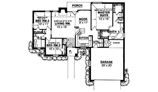 Floor Plan - Main Floor for Traditional House Plan #40-212 - 3 bed, 2 bath