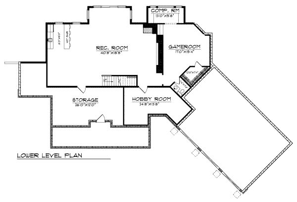 Farmhouse Floor Plan - Lower Floor Plan #70-538