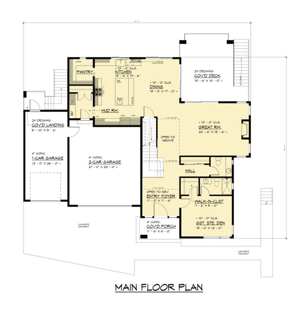 House Blueprint - Contemporary Floor Plan - Main Floor Plan #1066-325