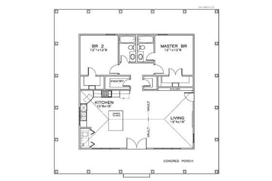 Floor Plan - Main Floor for Beach House Plan #8-141 - 2 bed, 2 bath